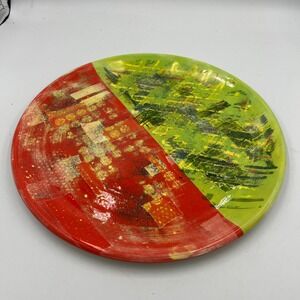 Gearhart Signed Studio Art Pottery Plate Lance Vintage 90s Bold Geometric MCM